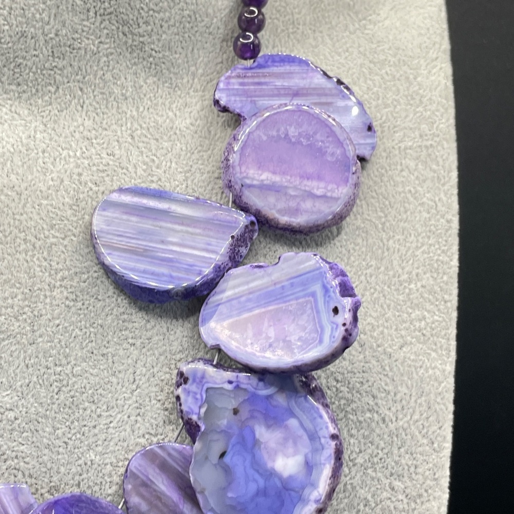 Barse Amethyst Purple Agate Slice Statement Necklace NIB - Picture 9 of 16